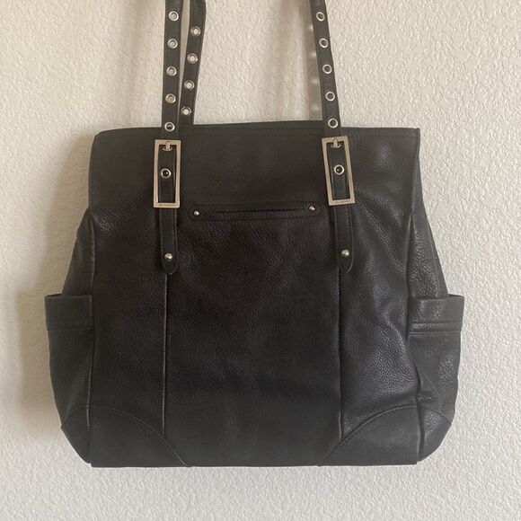 B MAKOWSKY Black Pebbled Leather Handbag NWOT - Picture 5 of 8